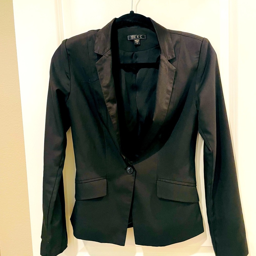 Black jacket blazer with satin lapel
